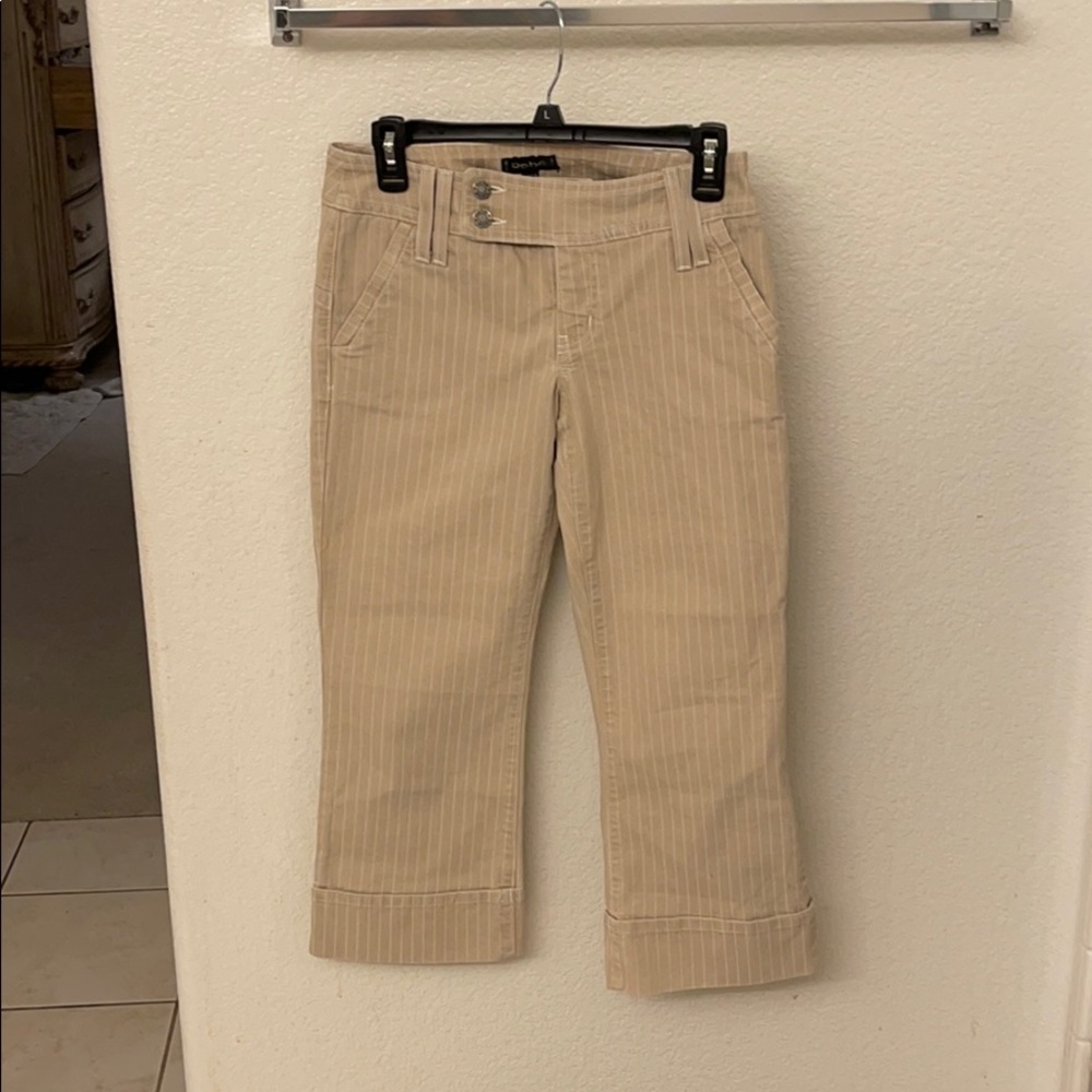 Bebe Khaki Striped Capris